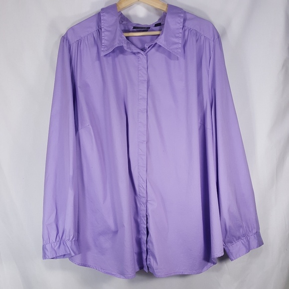 Avenue Tops - Plus Size Avenue Button Down Lavender Blouse Avenue Tops - Plus Size Avenue Button Down Lavender Blouse